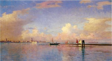  Haseltine Art Painting - Sunset on the Grand Canal Venice scenery Luminism William Stanley Haseltine